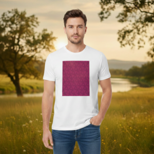 T-shirt blanc en coton bio imprimé avec motif, coupe confortable et écoresponsable