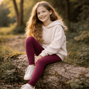 Legging Flora enfant fille en coton biologique bordeaux